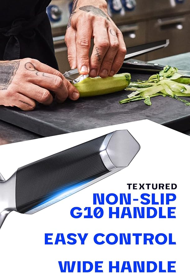 DALSTRONG Razor VX - Y Peeler - High Carbon Stainless Steel - Non Slip G10 Handle - Fine, Serrated & Julienne Blades Set - Premium Vegetable, Fruit, Potato Peeler for Kitchen