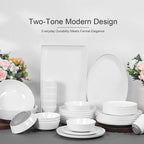 Webbylee 6-inch Melamine Bowls set of 6-20-ounce Dinnerware Cereal Bowls for Soup, Salad & Dessert | Dishwasher Safe & Space Saving(White/Grey)