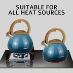 MARSKITOP Tea Kettle Stovetop Whistling Tea Pots for Stove Top Food Grade Stainless Steel Teapot for Induction Cooktop, 2.6 Quart, Blue