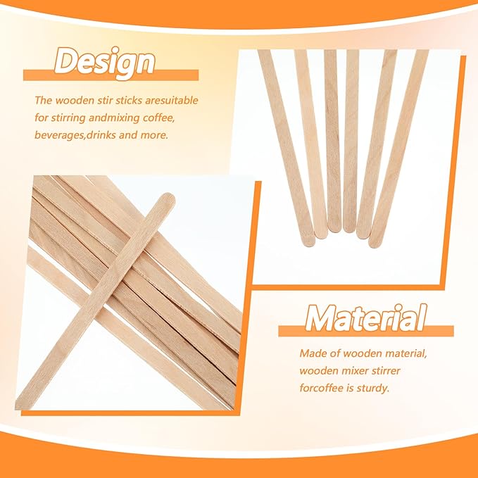 2000 Pcs Wood Coffee Stirrers 5.5 Inch, Individually Wrapped Disposable Beverage Stirrers Bulk Wooden Stirrer for Cocktails, Hot Drinks, Coffee, Bars, Restaurants, Homes, Offices