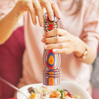 Baltique Marrakesh Pepper Grinder – 8 Inch Colorful Wooden Pepper Mill with Adjustable Stainless Steel Grinding Mechanism – Manual Wood Pepper Grinder for Kitchen or Table Use