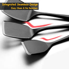 Silicone Spatula Set, 600°F Heat Resistant Silicone Spatula Turner Flipper for Cooking, Non Stick and Non Scratch Kitchen Utensils for Eggs, Burgers, Crepes, 2-Pack Solid Spatulas Set, Black