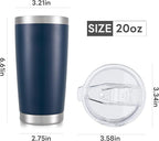 20 oz Tumbler with Lid Stainless Steel Insulated Tumblers Bulk Double Wall Vacuum Cups Powder Coated Travel Mug Keep Drinks Cold and Hot, Navy, 4 Pack