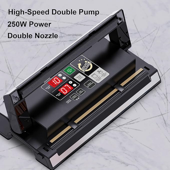 MAGIC SEAL 16-Inch Nozzle Vacuum Sealer for Food Storage - Works with Mylar & Smooth/Non-Textured Bags, No Textured Bags Needed, 250W, 8mm Extra-Wide Seal, 2X Suction Pump - MS180