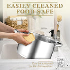 Leonyo 5 Quart Stock Pot with Lid, 18/10 3-ply Stainless Steel Stockpot for Induction Ceramic Gas Stoves, Heavy Duty Cooking Pot for Canning, Boiling, Simmering, Cooking Pot for Pasta, Soup, Spaghetti