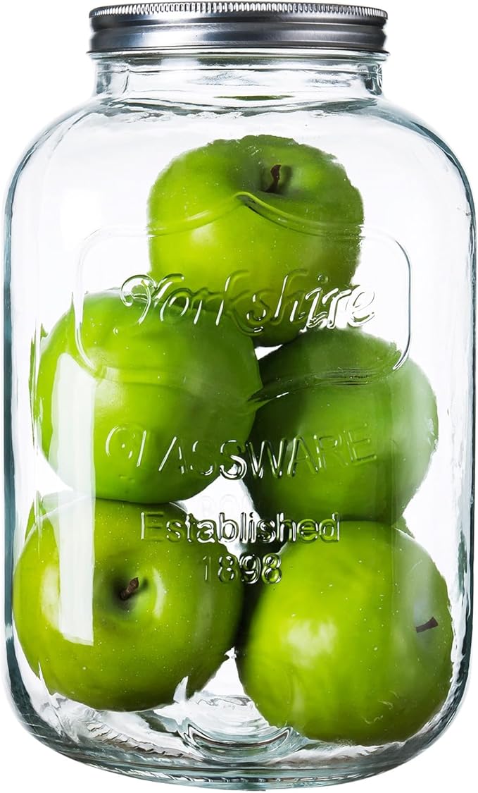 Diamond Star 2 Gallons Mason Jar with Aluminum Lids, Large Glass Wide Mouth Canning Food Storage Containers for Kitchen Canning Cereal, Pasta, Sugar, Beans, Spice, Preserves, Dog Treat