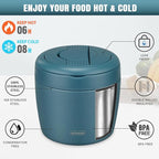 Thermo Food Jar for Hot Food Adults 32OZ Soup Thermo Lunch Containers Wide Mouth Vacuum Insulated Stainless Steel Leakproof Bento Box with Spoon (lake blue)