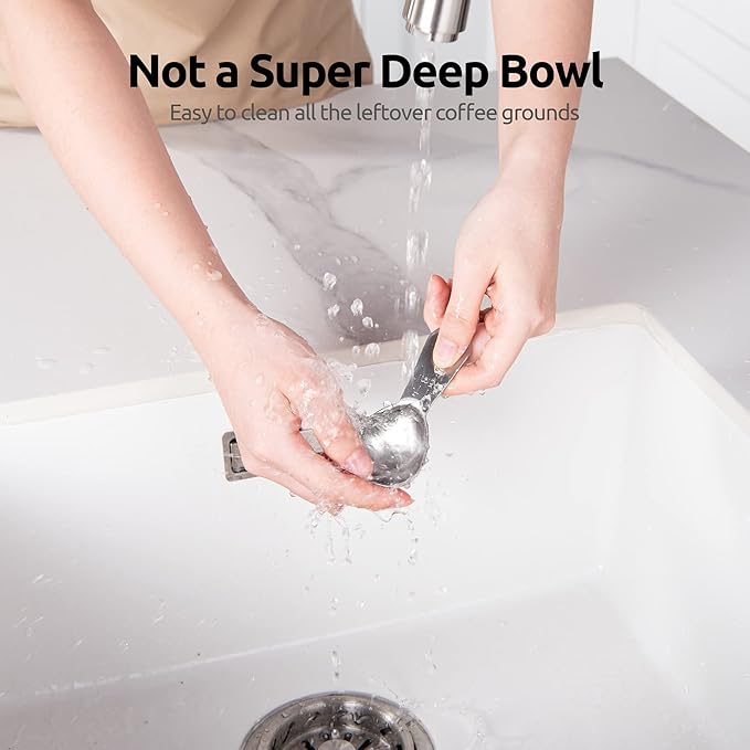 18/8 Stainless Steel Coffee Scoop: U-Taste 1 Tablespoon Metal Measuring Spoon, Short Handled Measure Scooper for Ground Coffee, Bean, Espresso, Powder, for Canister (Silver, 1Tbsp/15ml)