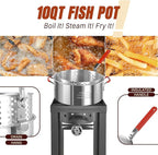 30QT Turkey Fryer & 10QT Fish Fryer Kit, Waterproof Cover & 12-inch Skimmer, 55,000BTU Propane Burner Stove, Aluminum Turkey Fryer Pot, Outdoor Deep Fryer, Crawfish Boiler with Basket