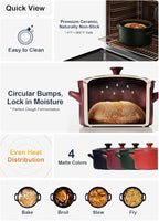 LE TAUCI 3 Quart Ceramic Dutch Oven - Lightweight, Non-Toxic, No Seasoning Needed- Oven, Microwave & Dishwasher Safe, Dutch Oven Pot with Lid for Sourdough, Soup & Stew, Chili Red