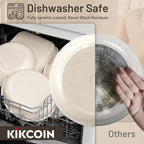 KIKCOIN Ceramic Nonstick Pots and Pans Set - Cookware Set with Detachable Handle - 25 Pack Stackable Cooking Set for RV Kitchen, with Frying Pans, Steamer - Induction/Dishwasher/Oven Safe, PFOA Free