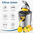 Citrus Juicer, Orange Juicer Machine, Stainless Steel Hands Free Lime Grapefruit Squeezer, Electric Citrus Juicer for Juice, Fruits, Lemons
