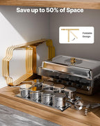 VEVOR Chafing Dish Buffet Set, 8 Qt 4 Pack, Stainless Steel Chafer with 4 Full Size Pans, Rectangle Catering Warmer Server with Glass Lid Water Pan Folding Stand Fuel Holder, for Wedding Party Banquet