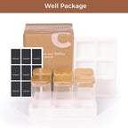 ComSaf 6Pcs 8oz Spice Jars with Label Trial Set, Glass Spice Jars with Bamboo Lids Supplementary Set, Seasoning Container Trial Pack, Perfect for Ktichen Starter