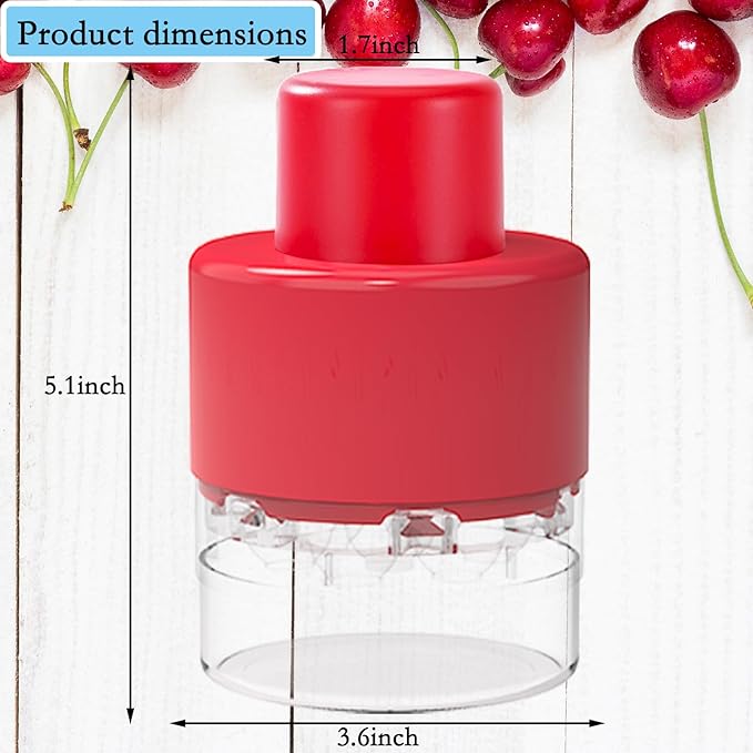 Cherry Pitter Portable Cherry Core Remover with 7 Individual Holes,Multi-Function Fruit Pit Remover for Cherry Jam (Wine Red)