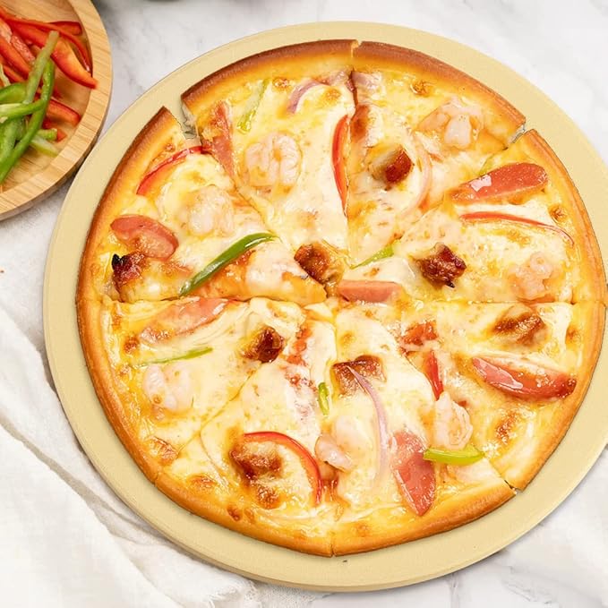 homEdge Pizza Stone Set, Heavy Duty Round Cordierite Baking Stone for Bread, Pizza, Thermal Shock Resistant Cooking Stone for Oven and Grill-15 Inches (Diameter)