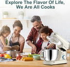 HOWORK Electric Stand Mixer,10+p Speeds With 6.5QT Stainless Steel Bowl,Dough Hook, Wire Whip & Beater,for Most Home Cooks,Cream White