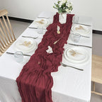 12 Pack Burgundy Cheesecloth Table Runner 10ft Boho Gauze Cheese Cloth Table Runner Rustic Sheer Runner 120 inch Long for Christmas Wedding Table Decorations