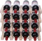 Wine Rack Small countertop Cabinet Stackable Storage Wooden freestanding Floor Wine Holder (15 Bottles)