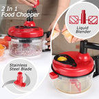 Cambom Manual Food Chopper Vegetable Chopper Hand Food Processor, Mixer, Blender, Whipper, Egg White Separator, Mincer, Grinder, Dicer with Clear Container 1200ml BPA Free Strong