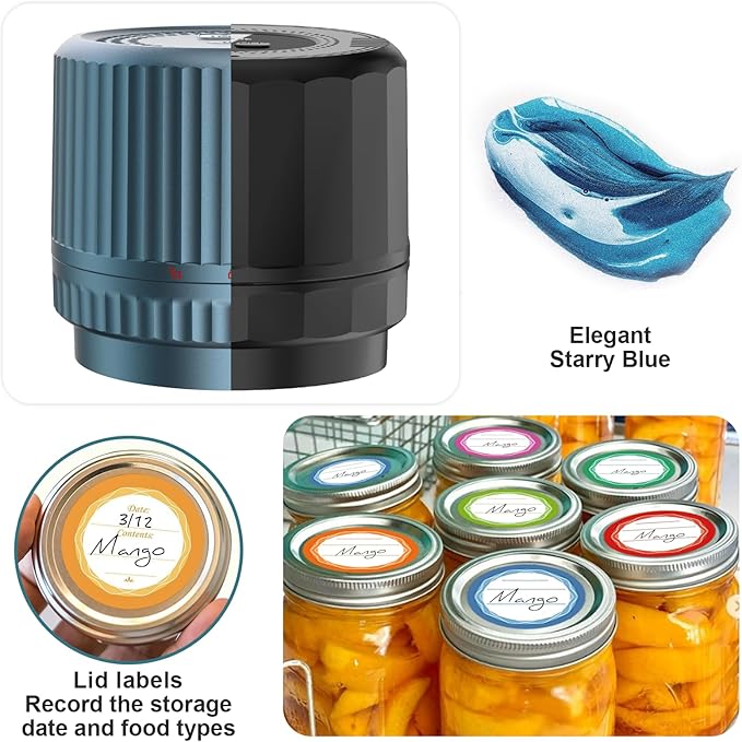 M12 Auto Stop Electric Mason Jar Vacuum Sealer - 2025 Upgrade Smart Jar Vacuum Sealer for Mason Jars with Wide and Regular Mouth Canning Jar Lids Portable Mason Jar Sealer Machine Kit