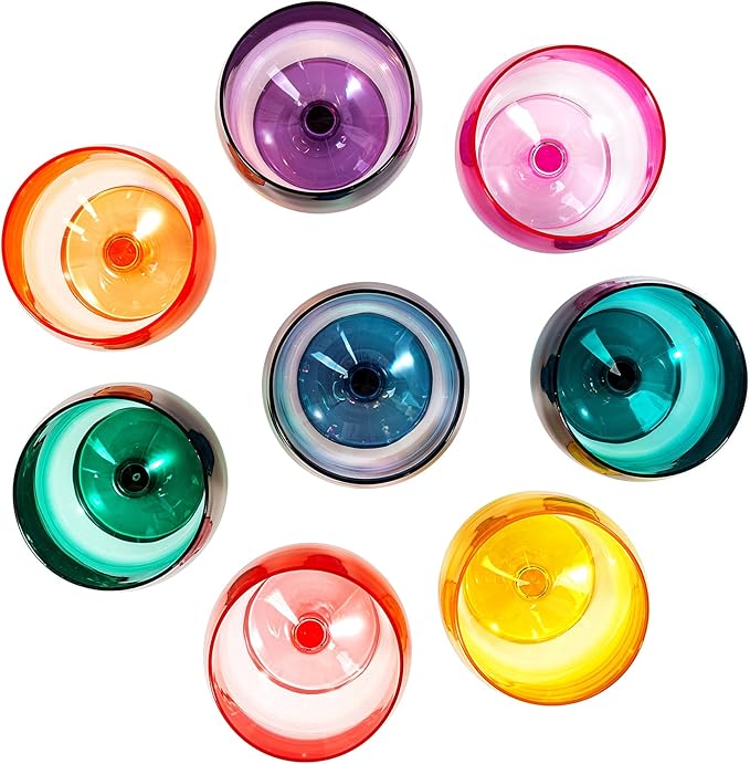 KX-WARE Classic Acrylic All-Purpose Wine Glasses, 12-ounce Plastic Stem Wine Glasses, set of 8 Multicolor