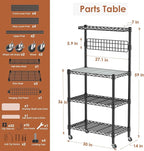 Leteuke Bakers Rack with Storage for Kitchen, NSF Certified 4-Tier Adjustable Coffee Cart Station with Wheels 10 S-Hooks Microwave Stand Kitchen Storage Shelf Metal Storage Rack 30 x 14 x 59 Inches, B