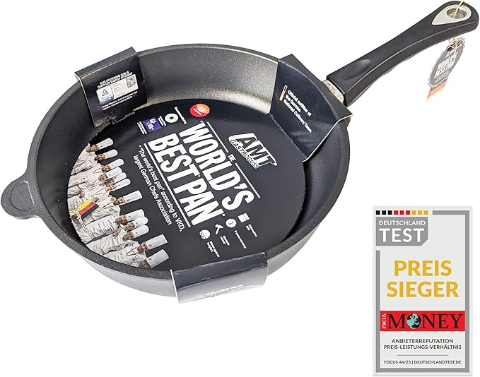 AMT Gastroguss The World´S [.] Casserole Frying pan for Induction, Diameter 28 cm, Height 7 cm, die-cast Aluminium, Lotan® Non-Stick Coating, for Fat-Free-Frying, AMZN-I-728-US