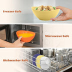 Homienly Wheat Straw Bowls Set Serving Bowls Plastic Bowls Reusable 26oz Microwave & Dishwasher Safe Cereal Bowls Unbreakable for Cereal,Salad,Fruit,Soup Bowls- Modern Color