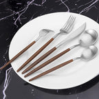 Silverware Set with black handle, Vanys 30 Piece Stainless Steel Cutlery Flatware Set, Kitchen Utensil Sets for 6, Tableware With Knife Spoons And Forks Set, Satin Finished Polished