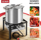 50QT Crawfish Boiler | Seafood Boiling Kit | Dustproof Cover & 12" Skimmer Included | 110,000BTU Propane Jet Burner | 0-20 PSI CSA Certified Regulator | Crab Boil Pot for Outdoor Backyard Cooking