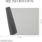 MOSAYT Vinyl Placemats Set of 8, Heat Resistant Place Mats 100% Waterproof Washable & Wipeable Faux Leather Reversible Table Mats for Kitchen Dining Party Indoor Outdoor, 12" x 17", Dark Light/Grey