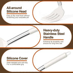 P&P CHEF White Kitchen Cooking Utensil Set of 4, Silicone Solid Spatulas Slotted Spoons Turners for Non-stick Cookware Flipping Mixing, Heat-proof