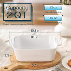 DOWAN 8x8 Baking dish, Square Baking Pan, Ceramic Casserole Dishes for Oven, Cake Pan with Handle, for Brownie, Lasagna, Casserole, 2 Quart, Home Gift, Bright White