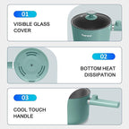 Topwit Hot Pot Electric, 1.5L Ramen Cooker, Non-Stick Frying Pan, Electric Pot for Pasta, Steak, BPA Free, Dual Power Control, Over-Heating & Boil Dry Protection, Green