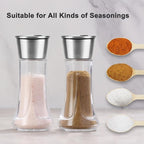 Adjustable Salt Pepper Shakers Glass - 4 OZ Spice Dispenser with Stainless Steel Lid for Kitchen, Cooking & BBQ Use