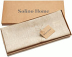 Solino Home Linen Table Runner 72 Inches Long - Athena, 100% Pure Linen Champagne Beige 14 x 72 Inch Table Runner for Dining, Summer, Fall, Autumn