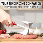 Zulay 10" Meat Tenderizer Hammer – Heavy-Duty Dual-Sided Mallet with Non-Slip Grip – Metal Meat Pounder for Tenderizing Beef, Chicken, Pork & More – Kitchen Tool for Cooking & BBQ - Red