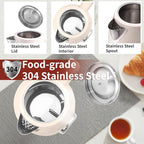 Retro Electric Kettle, 1.7L 304 Stainless Steel Tea Kettle with Temperature Gauge, 1500W Fast Boiling Water Boiler,Auto Shut-Off & Boil-Dry Protection, BPA-Free, Beige