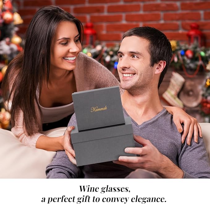 KAMMAK Crystal Whiskey Glasses Set of 2, Handcrafted Old Fashioned Glasses Stemless, 3.71oz Hand Blown White Cocktail Glasses, Engagement Gifts for Couples, Women, Men