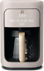Beautiful by Drew Barrymore 14-Cup Programmable Drip Coffee Maker, Touch-Activated Display, Fast 14-Min Brew, Bold Strength, Keep Warm 4 H, Gold Filter (Porcini Taupe)