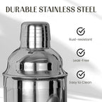 Mixology & Craft Bartender Kit – 15-Piece Cocktail Shaker Set with Bar Tools, Premium Stainless Steel Drink Mixer Accessories for Home Bar, Includes Bamboo Stand, Plus Exclusive Recipe Cards (Silver)