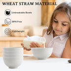Wheat Straw Bowls Unbreakable Small Bowls Set of 8, Plastic Mini Bowl -10 OZ, Small Serving Bowls for Kitchen, Microwave and Dishwasher Safe for Ice Cream, Snack, Appetizer (White)