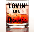 kunlisa Lake House Gifts Whiskey Glasses, Lake Lovers Gifts, Lakes House Essentials 10 oz Drinking Rocks Glasses for Women Men Whisky Cocktail Scotch Bourbon Liquor