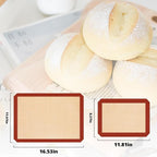 Silicone Baking Mat Set of 3, Silicone Baking Mats Cookie Sheet, Non-Stick Mats for Baking, Easy Clean & Reusable Oven Baking Sheet for Making Macaroons, Cookies (Red)