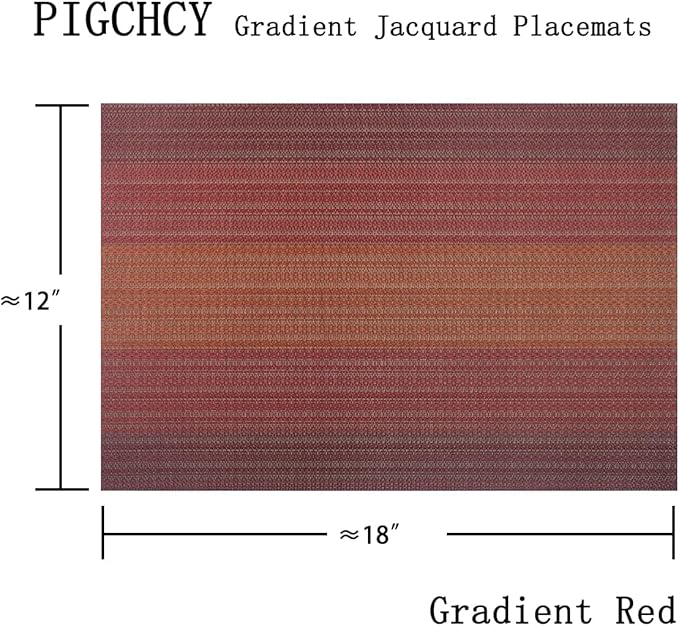 PIGCHCY Placemats Set of 8 Washable Durable Placemat Vinyl Heat Resistant Non-Slip Table Mats Indoor Outdoor (Scarlet Red)