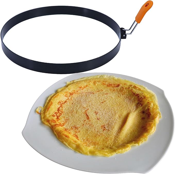 2 Pack 6 Inch Pancake Ring for Griddle,6 Inch P Handle Omelet Rings for Griddle,Non-stick Stainless Steel Pancake Egg Ring Omelet Mold Pancake Maker Cake Creps with Silicone Handle