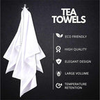 Premium Kitchen Towel (28”x20”, 6 Pack) 100% Cotton Dish Towels Cloths Large Hand Towels Tea Towels for Kitchen with Hanging Loop, Reusable Cleaning Cloths, Fast Dry Lint Free Linen | Pure White