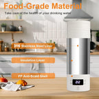 Travel Tea Kettle（110V）, Portable Electric Kettle, 316 Stainless Steel Premium Liner, 4-speed Temperature Adjustment with Auto Shut-off and Boil-Off Protection,White.