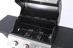3 Burner Propane Gas Grill, Stainless Steel Cabinet with Side Table & Knob Controls, BBQ Grills Cast Iron Grates and Thermometer for Outdoor Cooking, Patio, BBQ